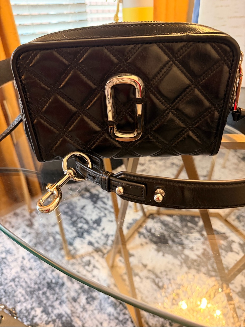 Marc Jacobs Black Quilted Crossbody with Silver Hardware